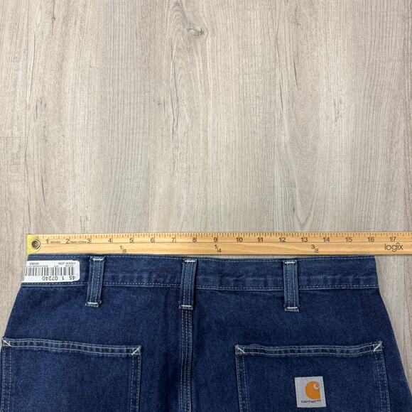 Carhartt Loose Straight Denim Dungaree Jeans Men's 32x30 Blue Dark Wash Workwear - Picture 8 of 11